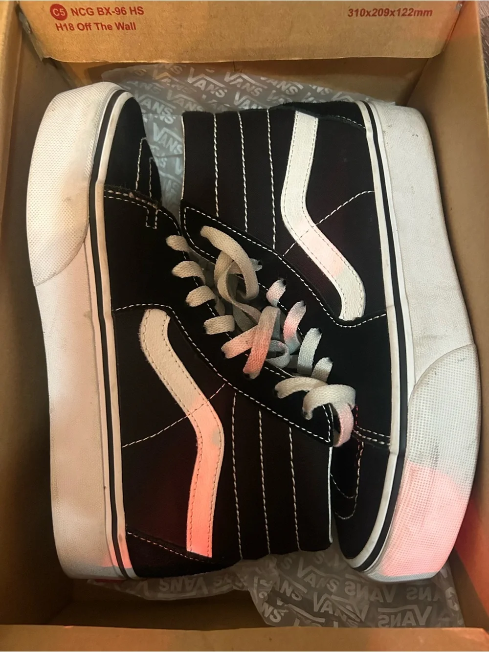 Sk8-Hi Platform 2 Vans Black & White Platform GOOD Condition Size Men 5.5 Wmns 7